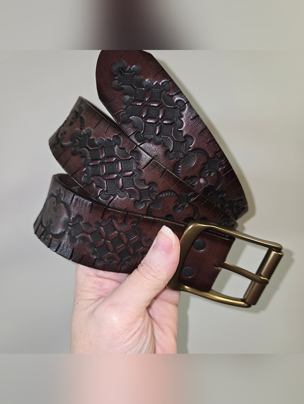 Justin Belt Mens 36 Brown Bent Rail Western Cowboy Tooled Rodeo